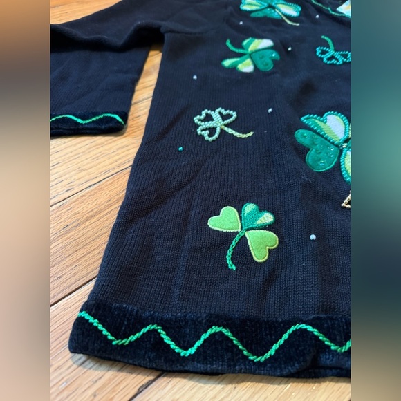 Quacker Factory St Patricks Day Cardigan Sweater Women Sz 1X Irish Shamrocks NWT - Picture 2 of 14